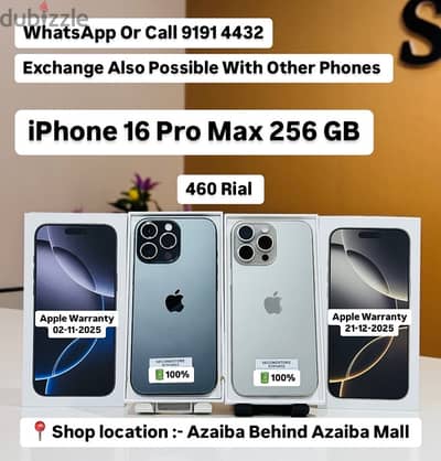 iPhone 16 Pro Max 256 GB with 100% battery in very good condition