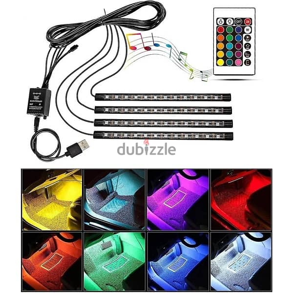 اربع قطع RGB led لديكور السيارة 2