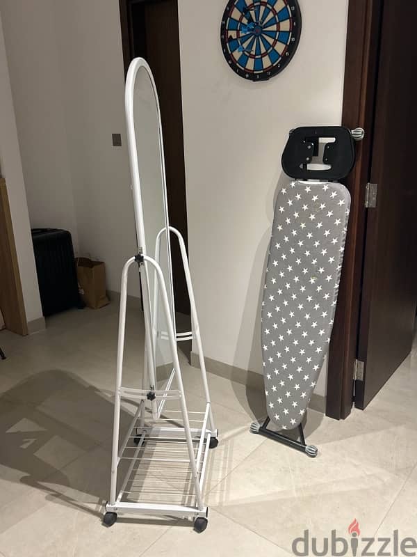 mobile mirror with shelves and ironing board 1