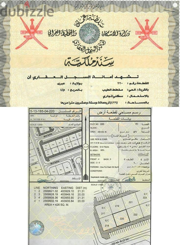 ثلاث اراضي للبيع في عبري سكني في الرايبه تجاري في كاواس وسكني تجاري 0