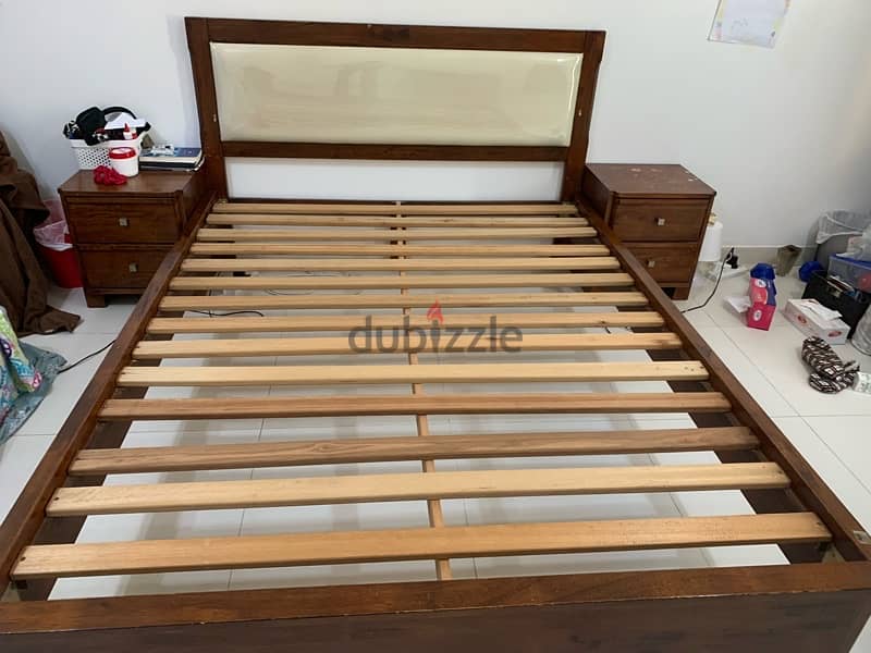 Bed 150*200 with 2 side bed in good condition 3