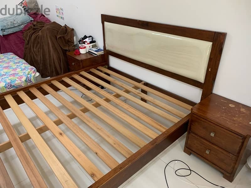 Bed 150*200 with 2 side bed in good condition 7