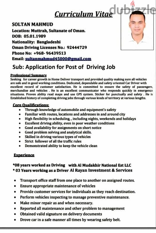 I need driving job work Muscat, 9211 5430 1