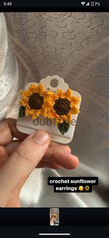 crochet sun flower earrings 0