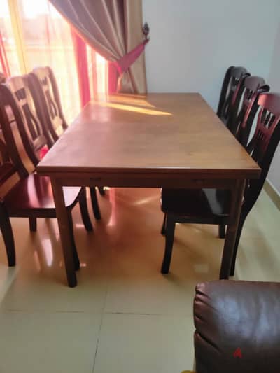 Dining table two side extendable with 6 chairs