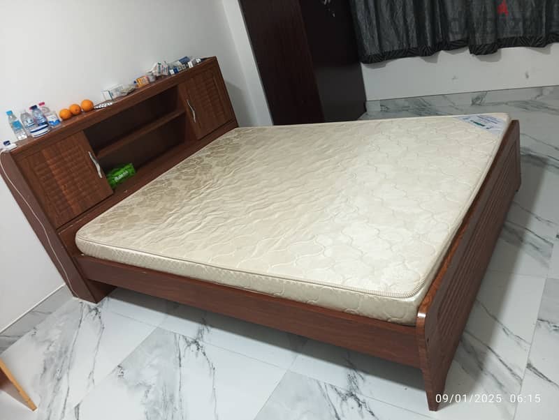 double bed with mattress, pillows, blanket, cover and sheets 0