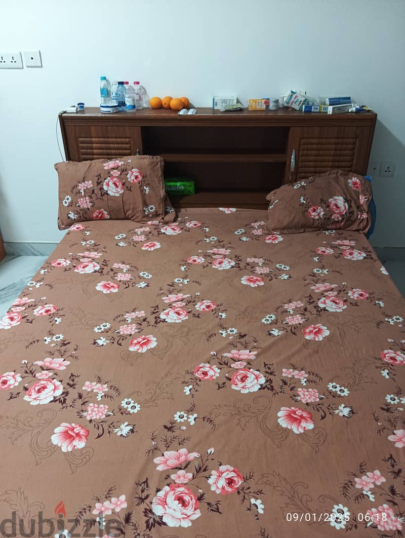 double bed with mattress, pillows, blanket, cover and sheets 2