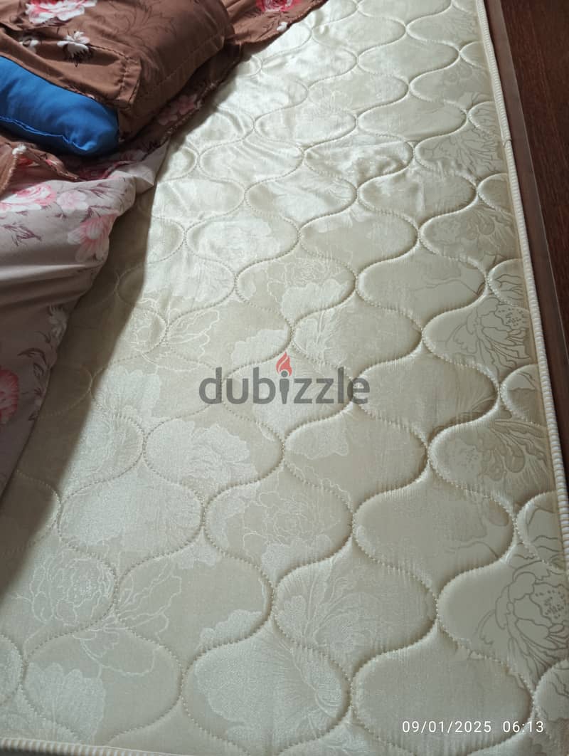 double bed with mattress, pillows, blanket, cover and sheets 4