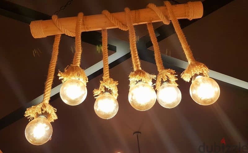 Bamboo Rope Light with 6 Bulbs 1