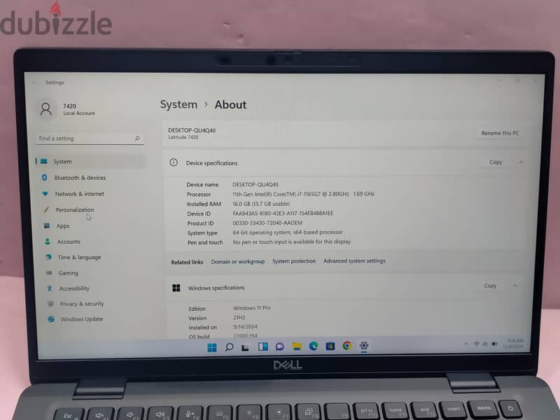 DELL LATITUDE 7420 11th GENERATION CORE I7-G7 16GB RAM 512GB SSD 10