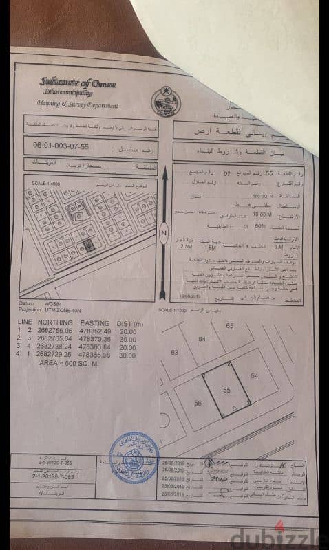 ارض للبيع في صحار العوينات مربع 29 0