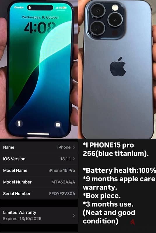 i phone 15 pro 256 urgent sale 0