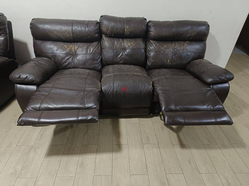 3 Seater Recliner Leather Sofa 0