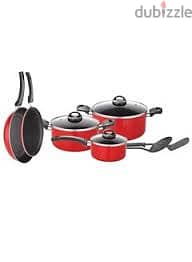 Relance 8 Pcs Wave Cookware Set-Red Granite