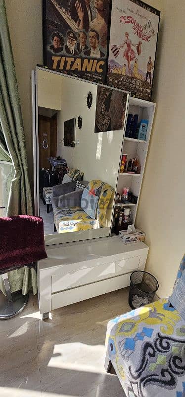 bed cupboard and dressing table and mattress 350