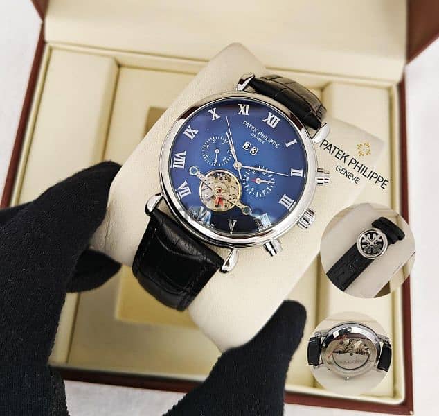 Patek Philippe Automatic leather watch 1