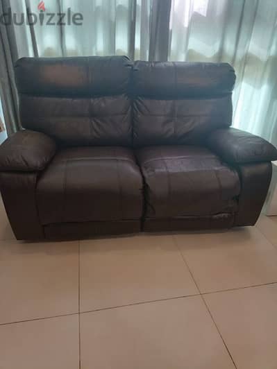 leather double seater recliner sofa in good condition