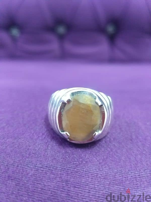 خاتم ياقوت أصفر سريلانكي natural srilankan yellow sapphire 1