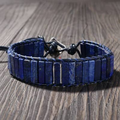 سوارة حجر لازورد طبيعي natural lapis lazuli bracelet