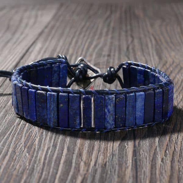 سوارة حجر لازورد طبيعي natural lapis lazuli bracelet 0