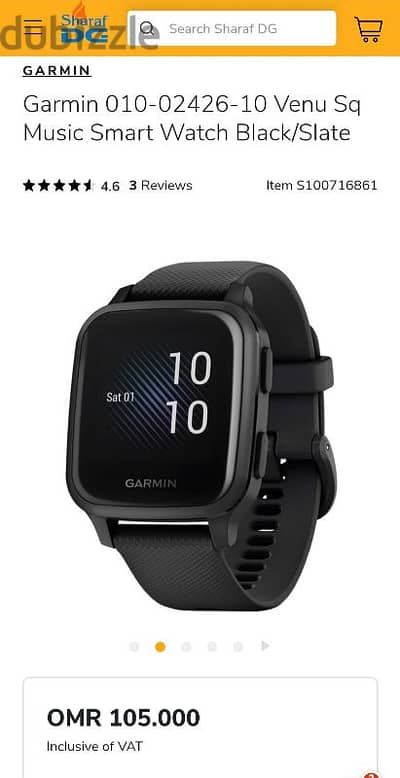 Garmin Venu Sq Music Smart Watch Black/Slate Brand New