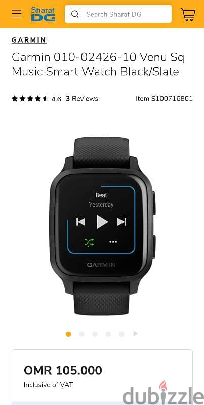 Garmin Venu Sq Music Smart Watch Black/Slate Brand New 2