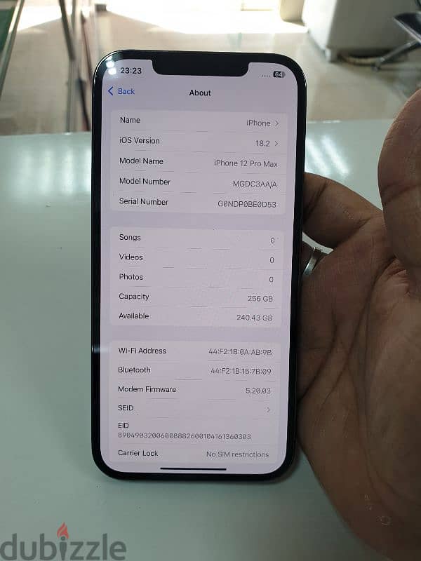 iphone 12 pro max 256gb 87% battrey. arabic box. super clean. 5