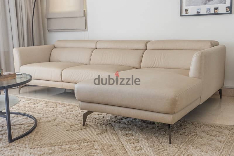 3 Seater L shape leather sofa 0