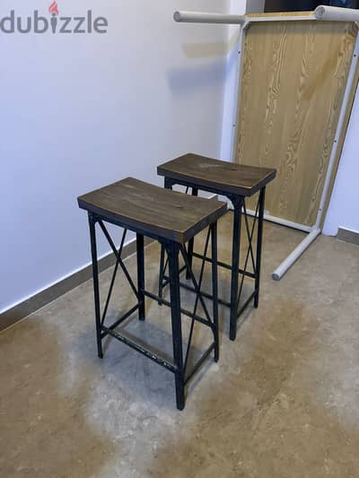 "Set of 2 Brown Bar Stools - Great Condition! Only OMR 11!"