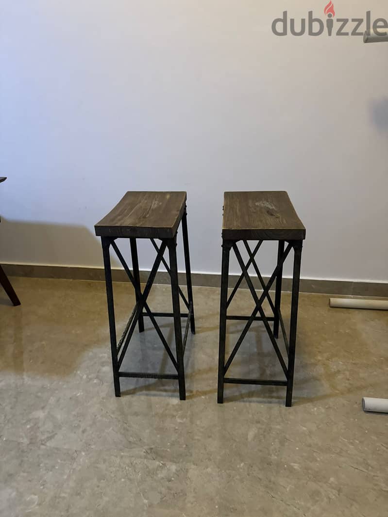 "Set of 2 Brown Bar Stools - Great Condition! Only OMR 11!" 1