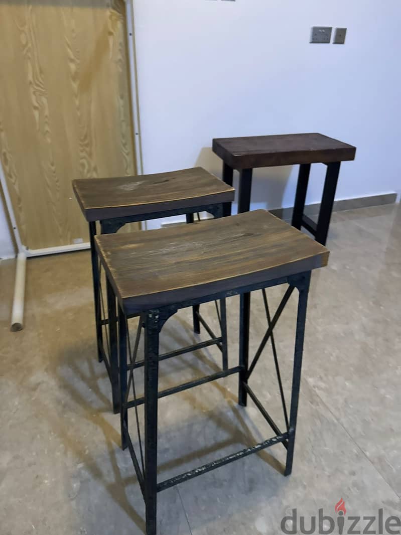 "Set of 2 Brown Bar Stools - Great Condition! Only OMR 11!" 4