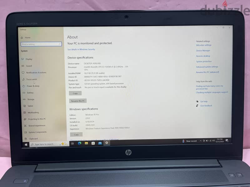 HP ZBOOK 2GB NVIDIA GRAPHICS XEON PRO 16GB RAM 512GB SSD 15.6-inch 2