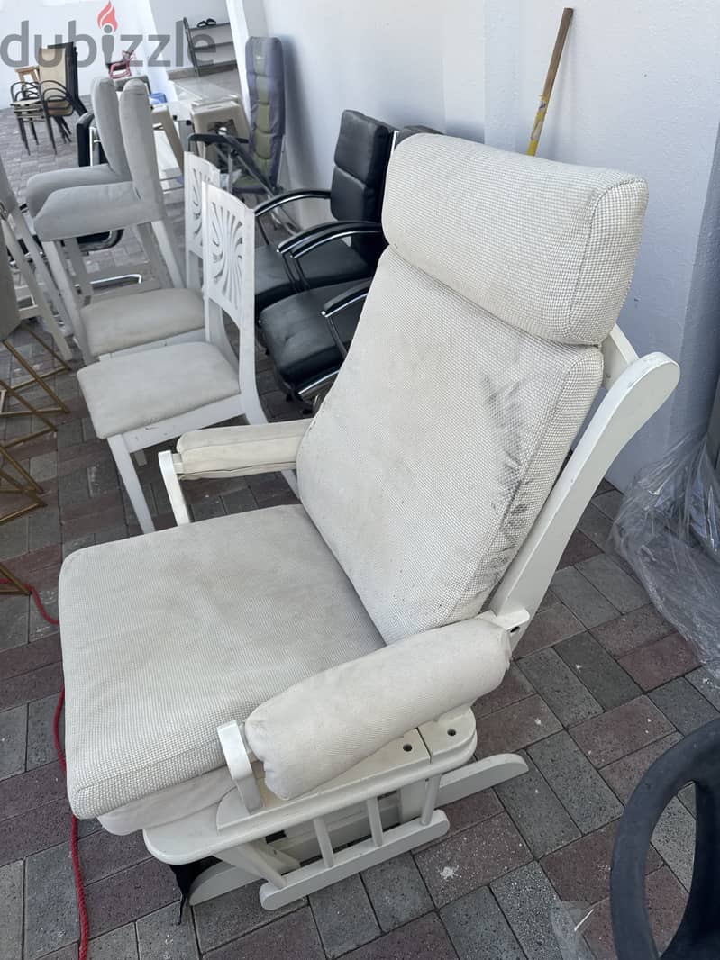 "White Rocking Chair with Ottoman - Great Deal! Only OMR 15!" 1