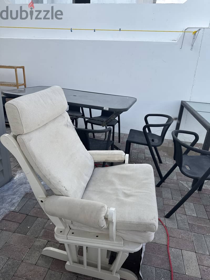 "White Rocking Chair with Ottoman - Great Deal! Only OMR 15!" 2