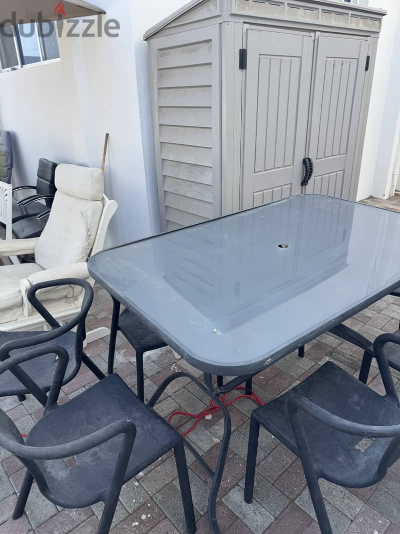 "Outdoor Garden Dining Table with 7 Chairs - Perfect Condition! Only 1