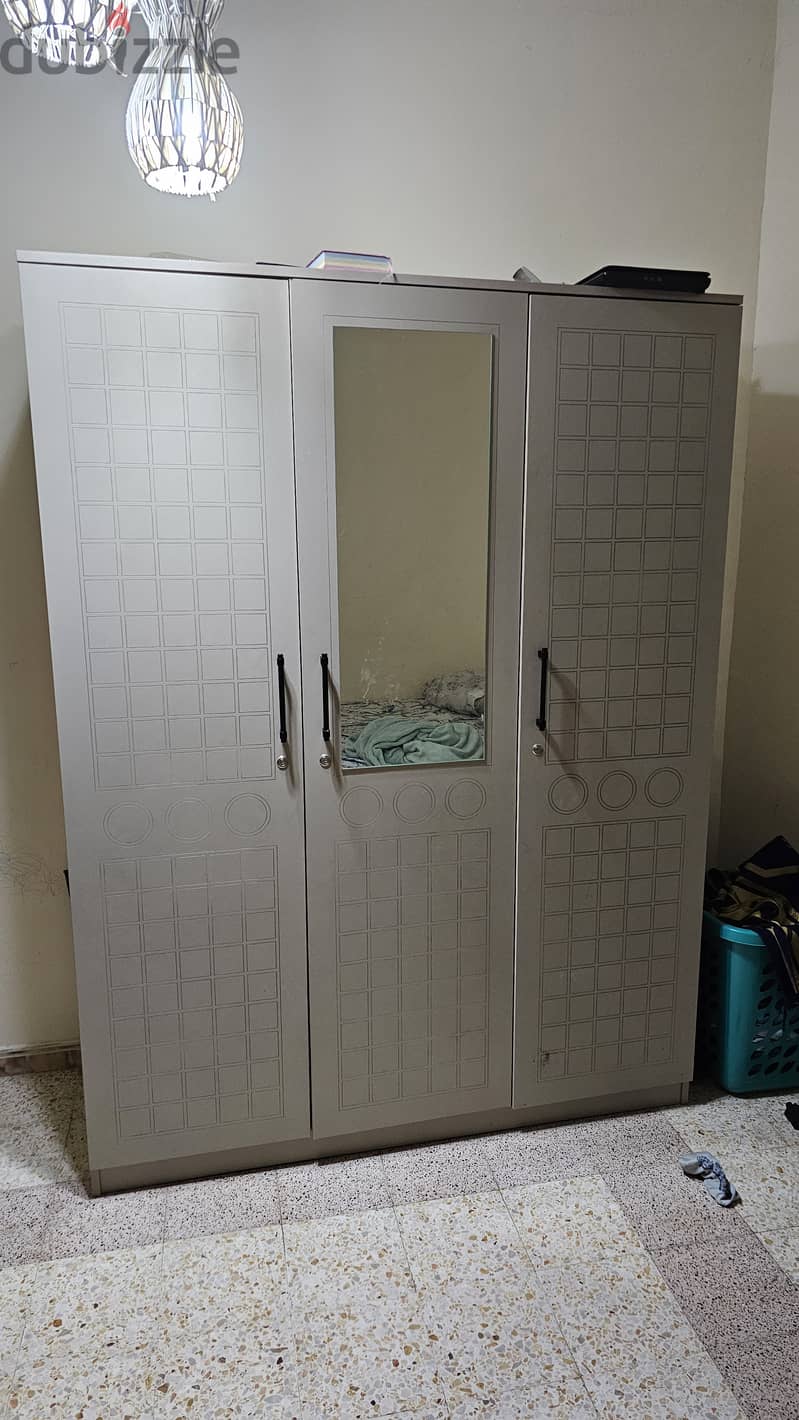 Bed with mattress [ 6 month used] wareboard 3 door For sale 1