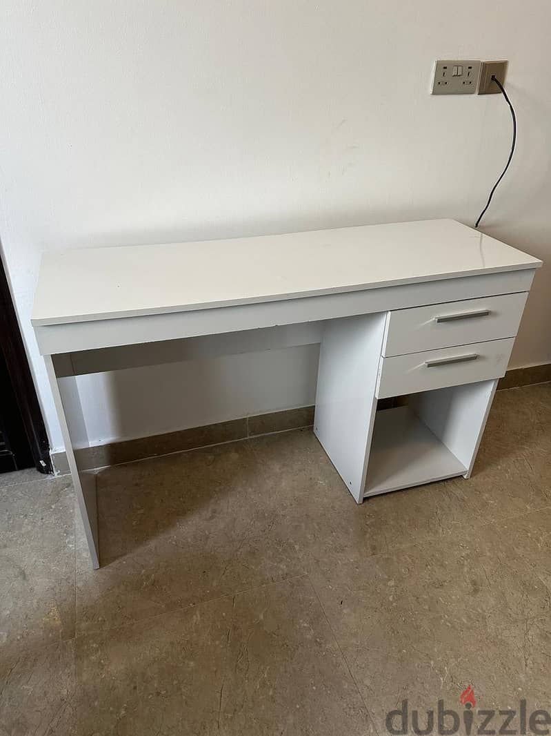 "White Study Table/Dresser with 2 Drawers - Great Condition! Only OMR 0