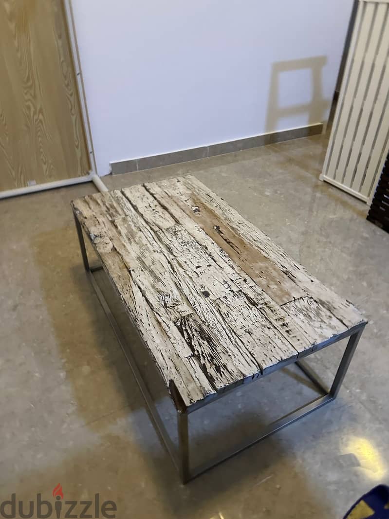 Unique White & Brown Wooden Table - Only OMR 13! 0