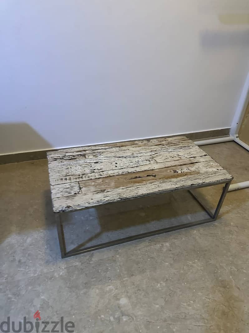 Unique White & Brown Wooden Table - Only OMR 13! 3