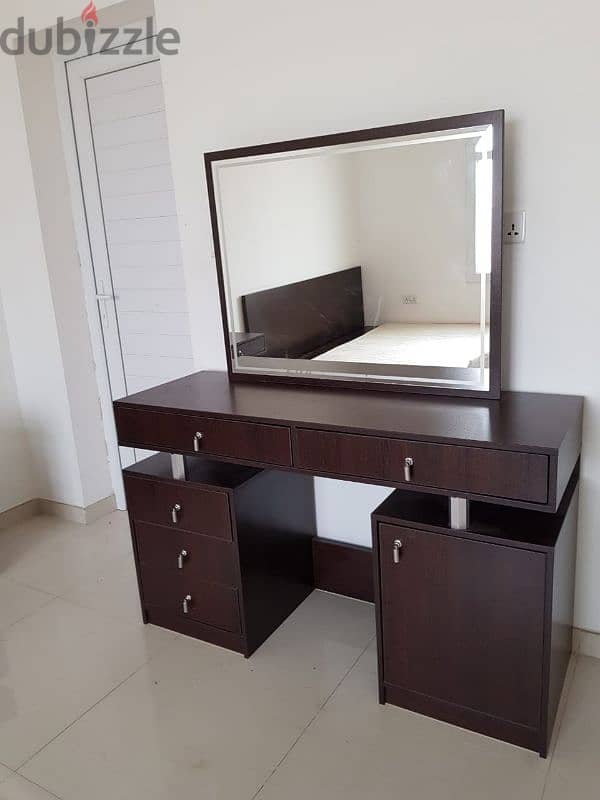 Bed and mirror table + wardrobe + bed side table 3