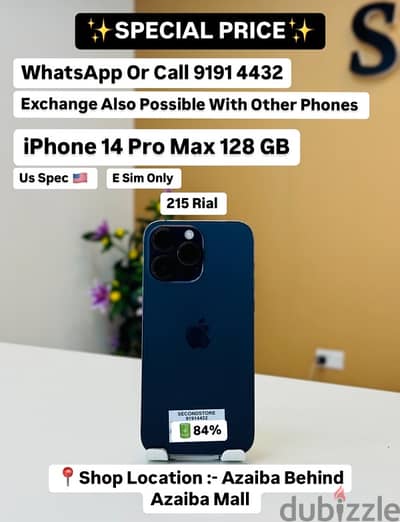 iPhone 14 Pro Max 128GB - Us spec,Esim Only -Good phone