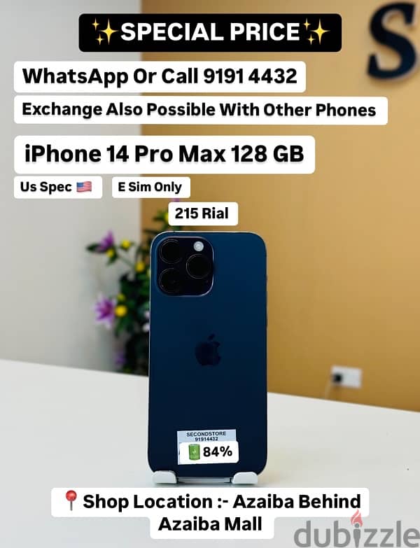 iPhone 14 Pro Max 128GB - Us spec,Esim Only -Good phone 0