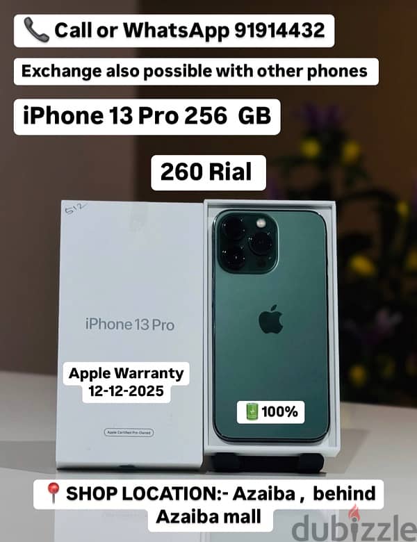 iPhone 13 Pro 256GB-100%Battery-Apple warranty 12-12-2025 0