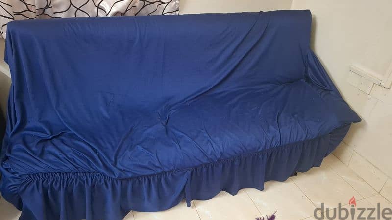 5 seater blue sofa and 5-seater red&black sofa cumbed 4