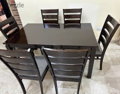 Wooden Dining Table with 6 chairs