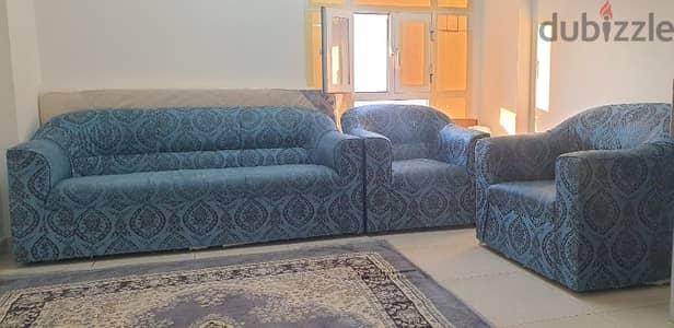 Sofa, Queen Size Bed & Fridge