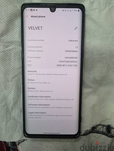 LG velvet 8+128