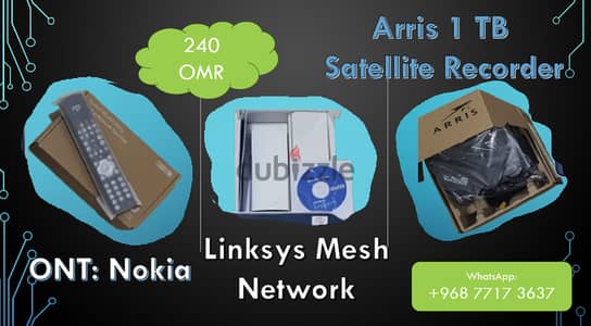 Arris 1TB Free Sat HD Recorder, Nokia ONT, Linksys Mesh Network System