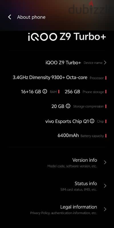 ViVO IQOO Z9 terbo+ 5G dimensity 9300+ 144hz 6400 battery 32gb Ram 3