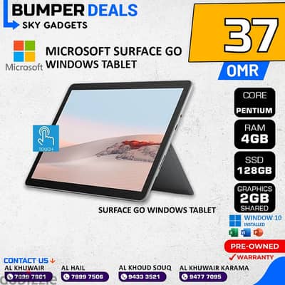 Microsoft Surface Go Windows Tablet 4GB Ram 128GB SSD